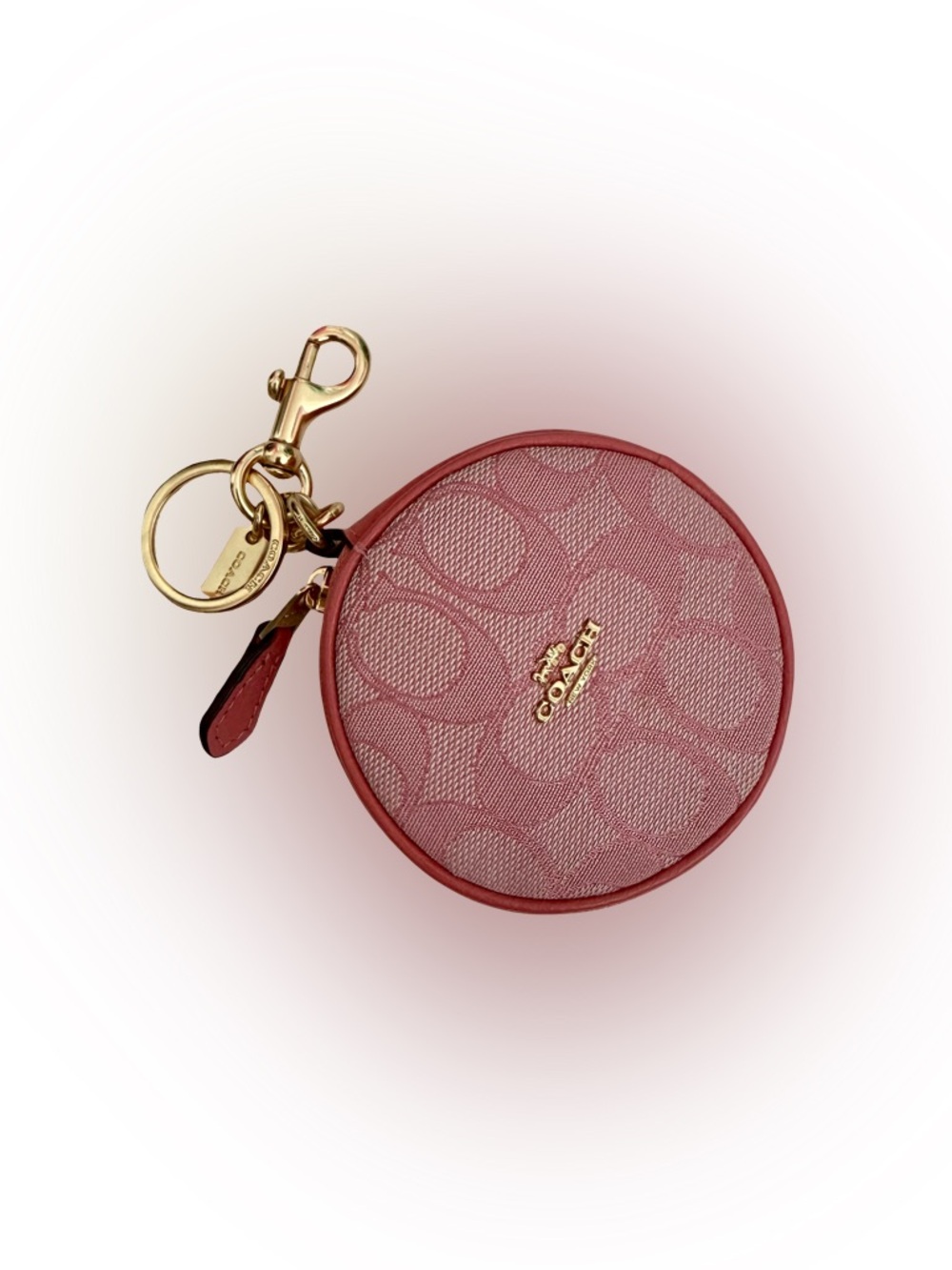 NWOT COACH SIGNATURE CIRCULAR COIN POUCH IN OINK JACQUARD 💖